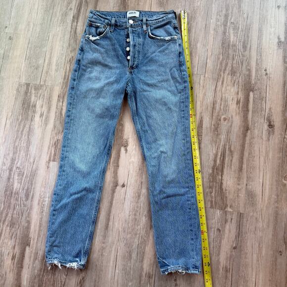 Agolde Jeans Womens 25 Blue Riley Straight Crop High Rise Light Wash Button Fly - Picture 6 of 10